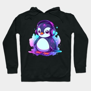 Cool Penguin With Headphones Hoodie